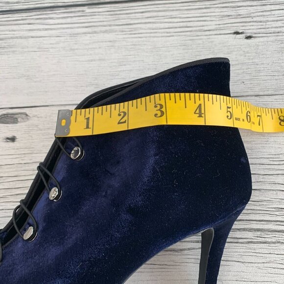 Enzo Angiolini Witchy Blue Velvet Peep Toe Strappy Ankle Boot - Picture 12 of 12